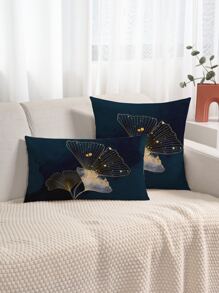 1入藍色與金色銀杏葉印花枕套 - 彩色 - 查看 5