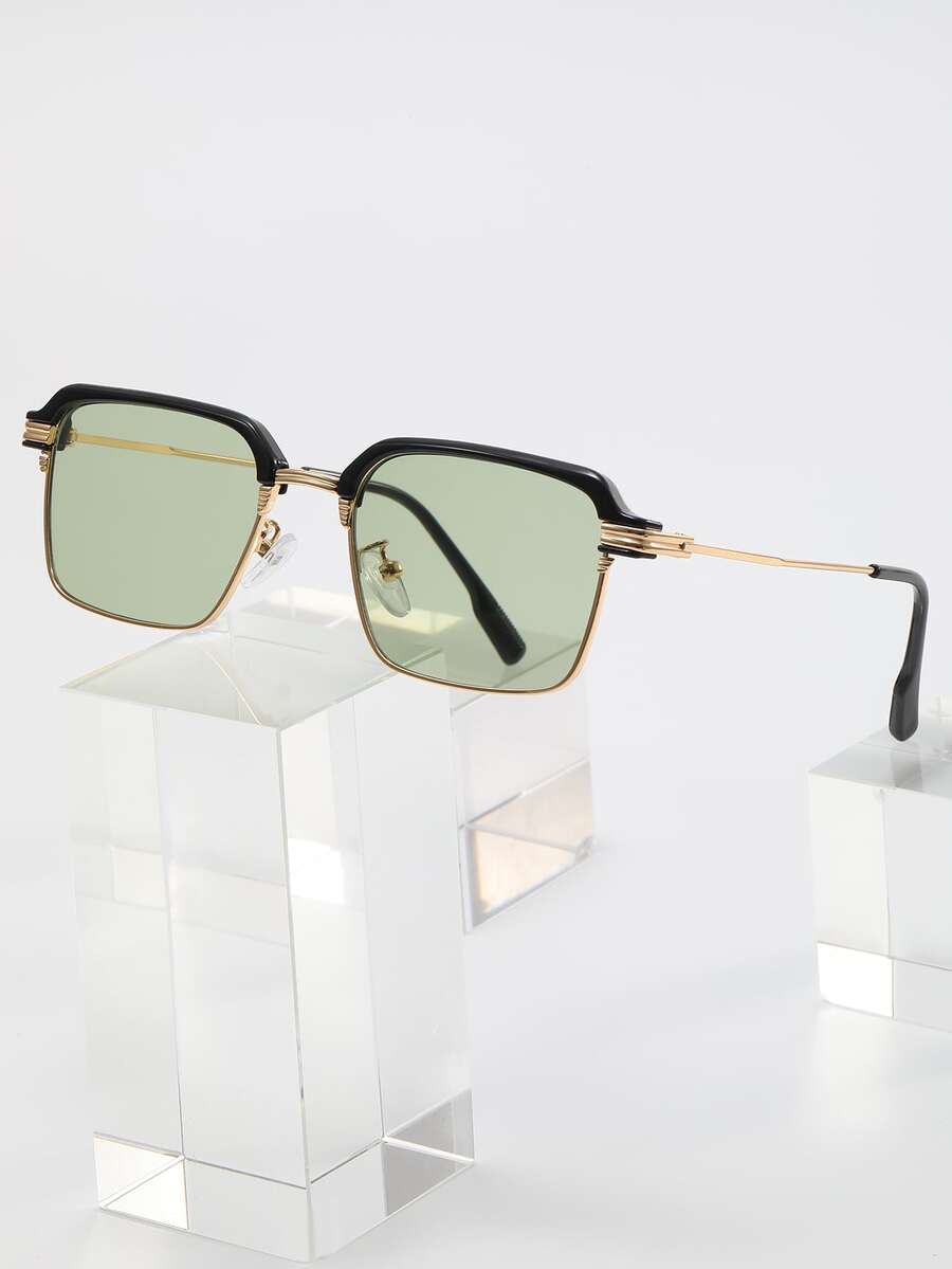 Hombres Gafas de sol de marco cuadrado - Verde - Ver 1