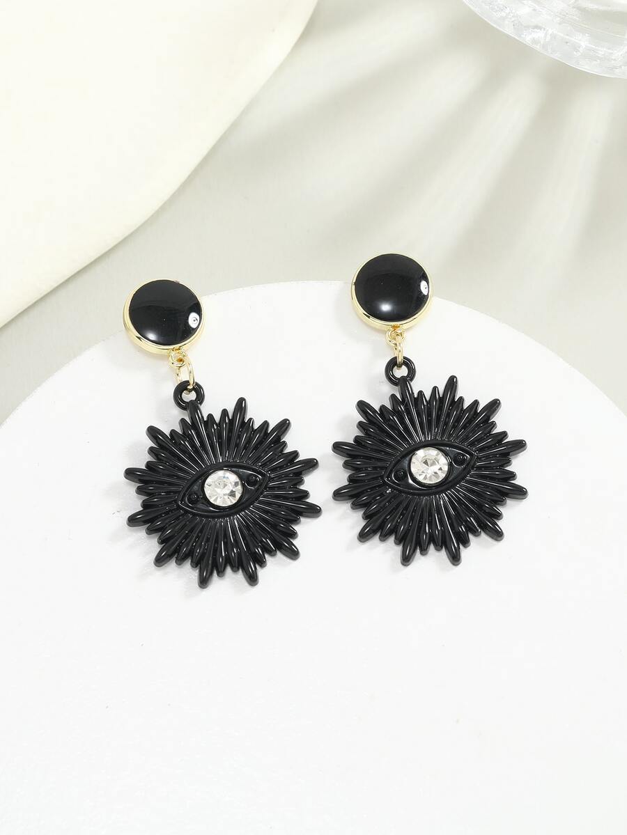 Rhinestone Decor Eye Drop Earrings - Multicolor - View 1