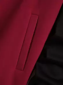 Manfinity Hypemode 寬鬆男士字母印花運動夾克,帶有條紋細節和落肩設計,無帽款式 - 酒紅色 - 查看 4