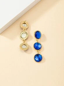 Rhinestone Decor Drop Earrings - Royal Blue - View 2