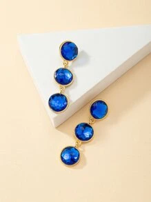 Rhinestone Decor Drop Earrings - Royal Blue - View 4