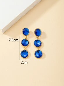 Rhinestone Decor Drop Earrings - Royal Blue - View 5