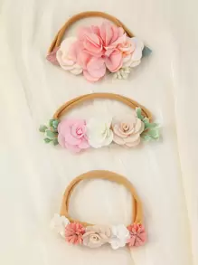 Bebé 3 piezas Banda cabello con diseño de flor - Multicolor - Ver 1