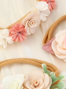 Bebé 3 piezas Banda cabello con diseño de flor - Multicolor - Ver 3