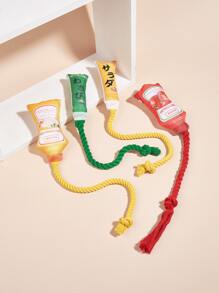 1pc Random Color Salad Dressing Shaped Rope Knot Toy, Pet Bite Toy For Boredom Relief And Teeth Grinding Training, Suitable For Small Dogs - Multicolor - View 1