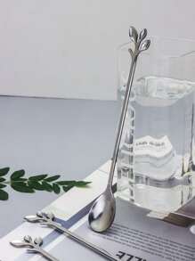 12pcs Leaf Decor Spoon - Silver - View 4