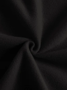 SHEIN EZwear Slogan Graphic Kangaroo Pocket Drawstring Thermal Hoodie - Black - View 4