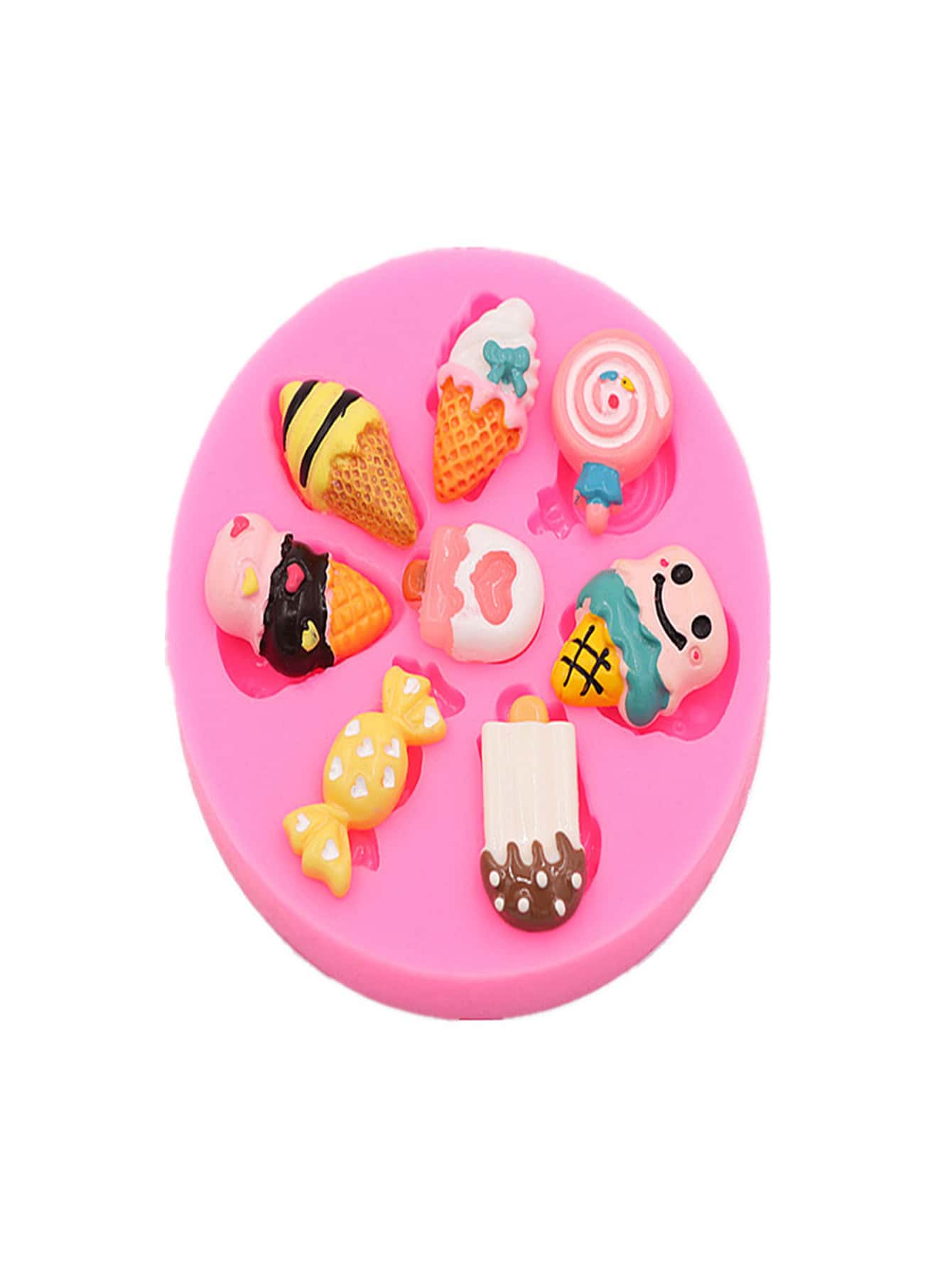 1pc Candy & Ice Cream Shaped DIY Silicone Mold - Pink - View 1