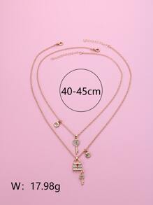 2 piezas Chica Aleación de zinc Set collar con diseño de cerradura de llave con Plástico transparente y diamantes de imitación, Adecuado para uso diario - Multicolor - Ver 5