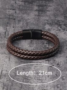 Fashionable and Popular Men Weave Detail Magnetic Clasp Bracelet PU for Jewelry Gift and for a Stylish Look - Multicolor - View 5