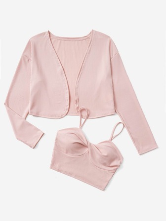 Solid Twist Front Cami &  Crop Top