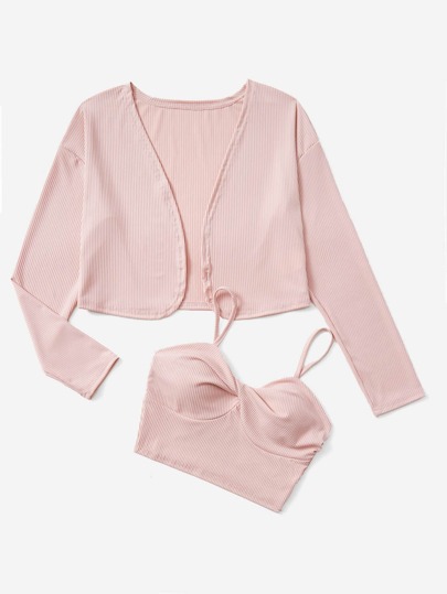 Solid Twist Front Cami &  Crop Top