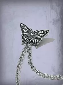 ROMWE Goth Butterfly Decor Brooch - Silver - View 4