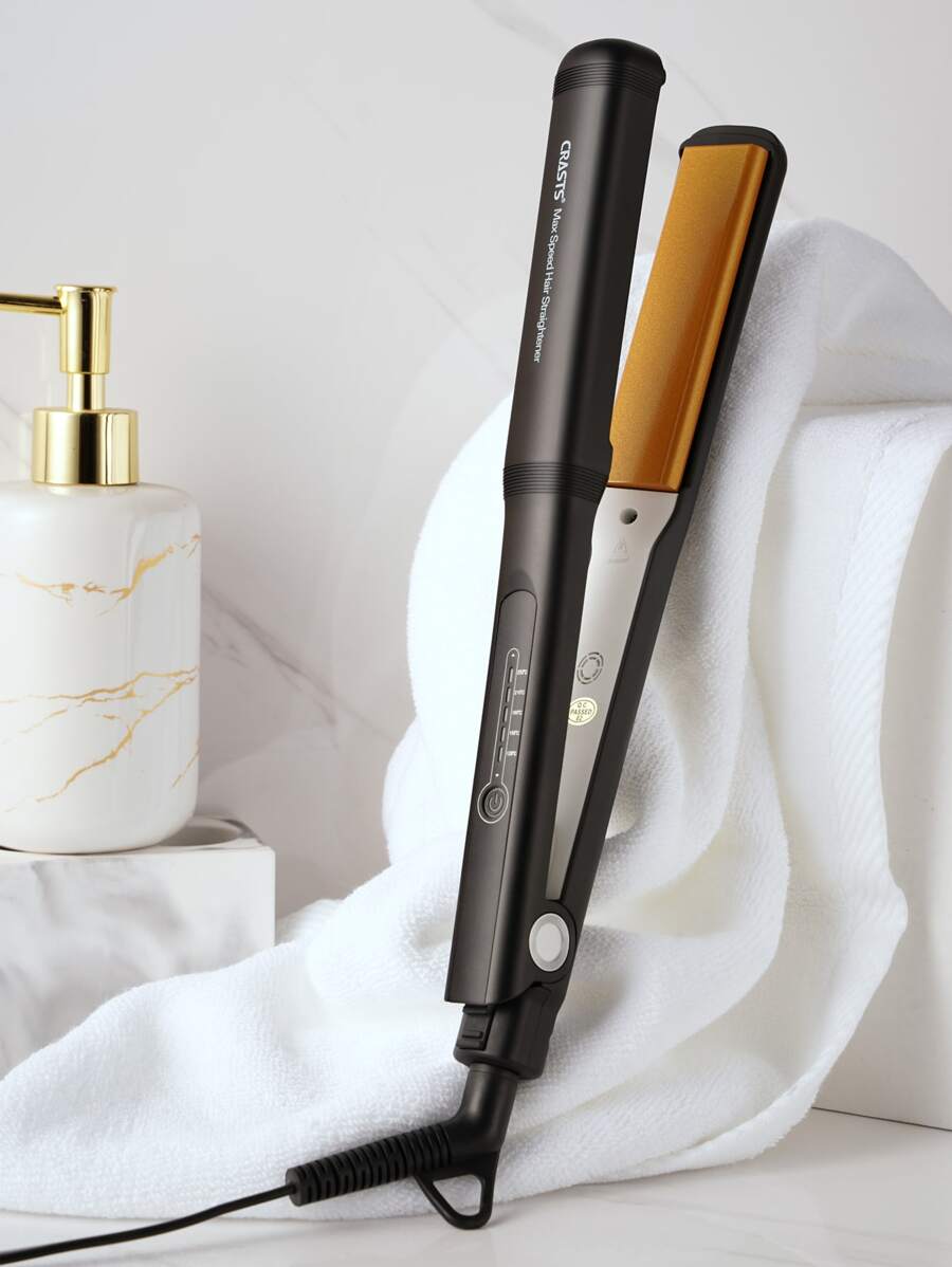 CRASTS 1pc 2 In 1 Curling Iron & Hair Straightener - Black - View 1