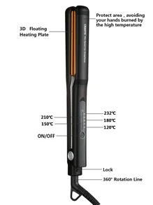CRASTS 1pc 2 In 1 Curling Iron & Hair Straightener - Black - View 5