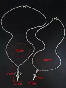 GuoShuang Thời Trang Và Phổ Biến 2 Chiếc Nam Đầu Lâu Trang Trí Thanh Kiếm Vòng Cổ Hợp Kim Cho Kỳ Nghỉ Và Cho Một Vẻ Ngoài Phong Cách - Màu Bạc Cổ - Xem 4