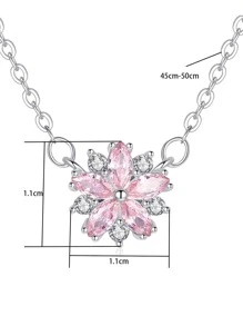 1 Vòng Cổ Thời Trang Đính Đá Cubic Zirconia Hoa Cho Nữ Làm Quà Tặng - Hồng - Xem 3