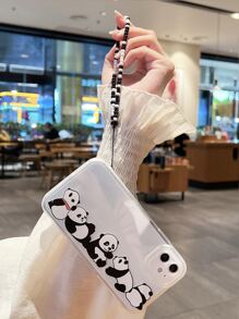 卡通熊貓印花透明手機殼附帶繩子 - 彩色 - 查看 3