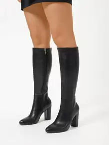 Black Boots And Knee Boots, Over The Knee Boots, Cowboy Boots, Platform Boots, Women's Shoes, Wedding Shoes, Winter Boots, Women's Boots, Thick Heel Boots, Super High Heel Thick High Boots,Match Any Cardigan,Party - Black - View 3