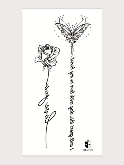 STARTTOOS 1pc Floral & English Letter Pattern Temporary Body Tattoo Sticker