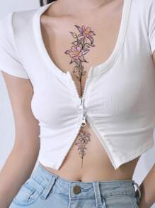 Hình xăm dán , 1 tờ In hoa Hình xăm tạm thời Đối với phụ nữ , Hình xăm dán Người lớn , Thực tế Hình xăm Hoa , Đối với phụ nữ Và Cô gái - Nhiều màu - Xem 1