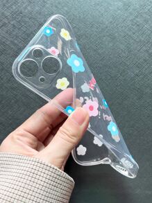 Floral Print Clear Phone Case - Multicolor - View 3