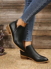 Kobiety Czarny Zamek błyskawiczny z tyłu Buty za kostkę , Noski w szpic Grube obcasy Buty za kostkę