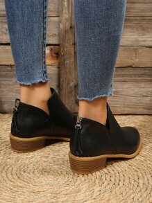 Kobiety Czarny Zamek błyskawiczny z tyłu Buty za kostkę , Noski w szpic Grube obcasy Buty za kostkę