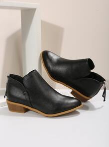 Kobiety Czarny Zamek błyskawiczny z tyłu Buty za kostkę , Noski w szpic Grube obcasy Buty za kostkę