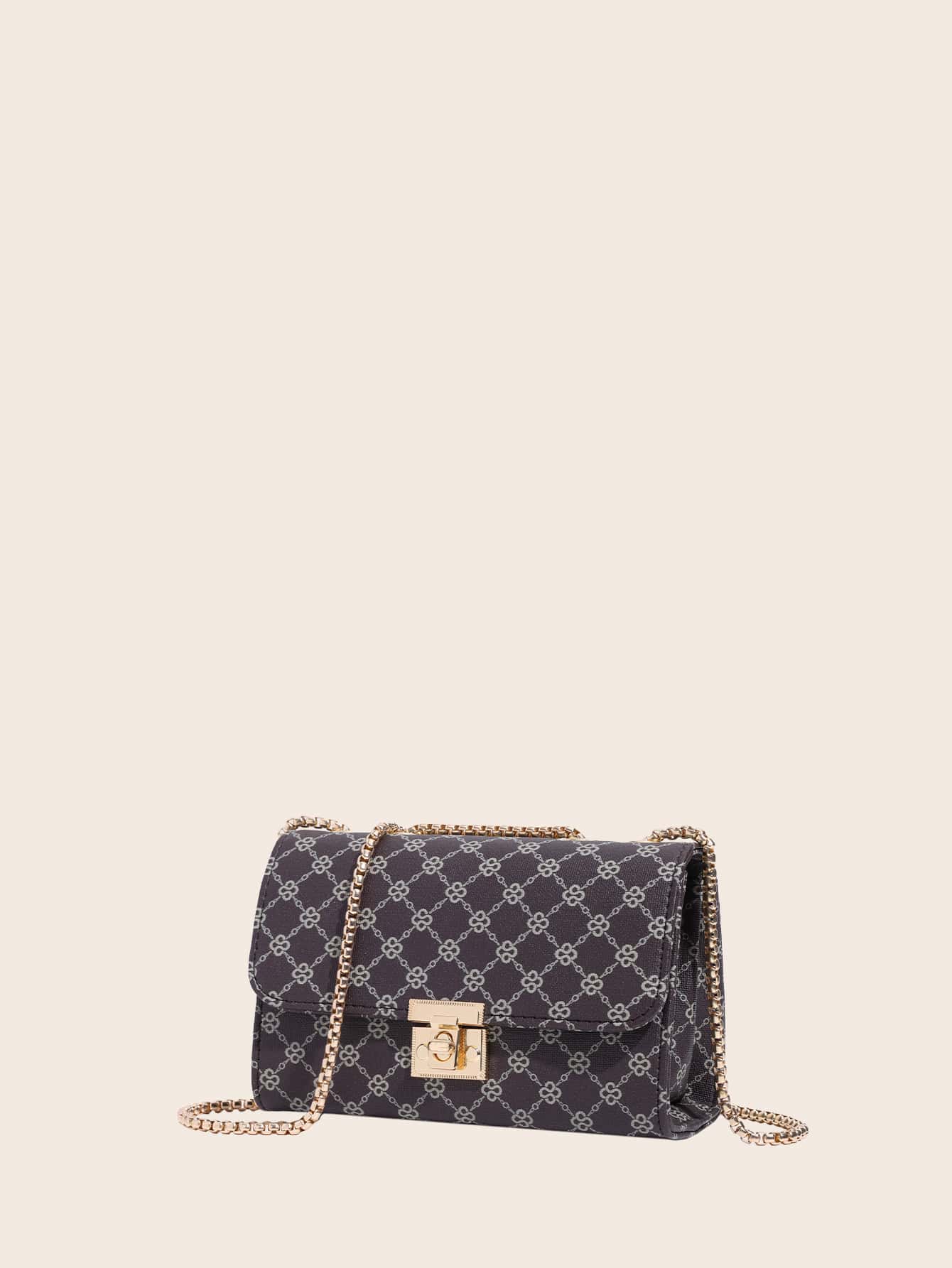 Mini Geometric Graphic Flap Chain Shoulder Bag