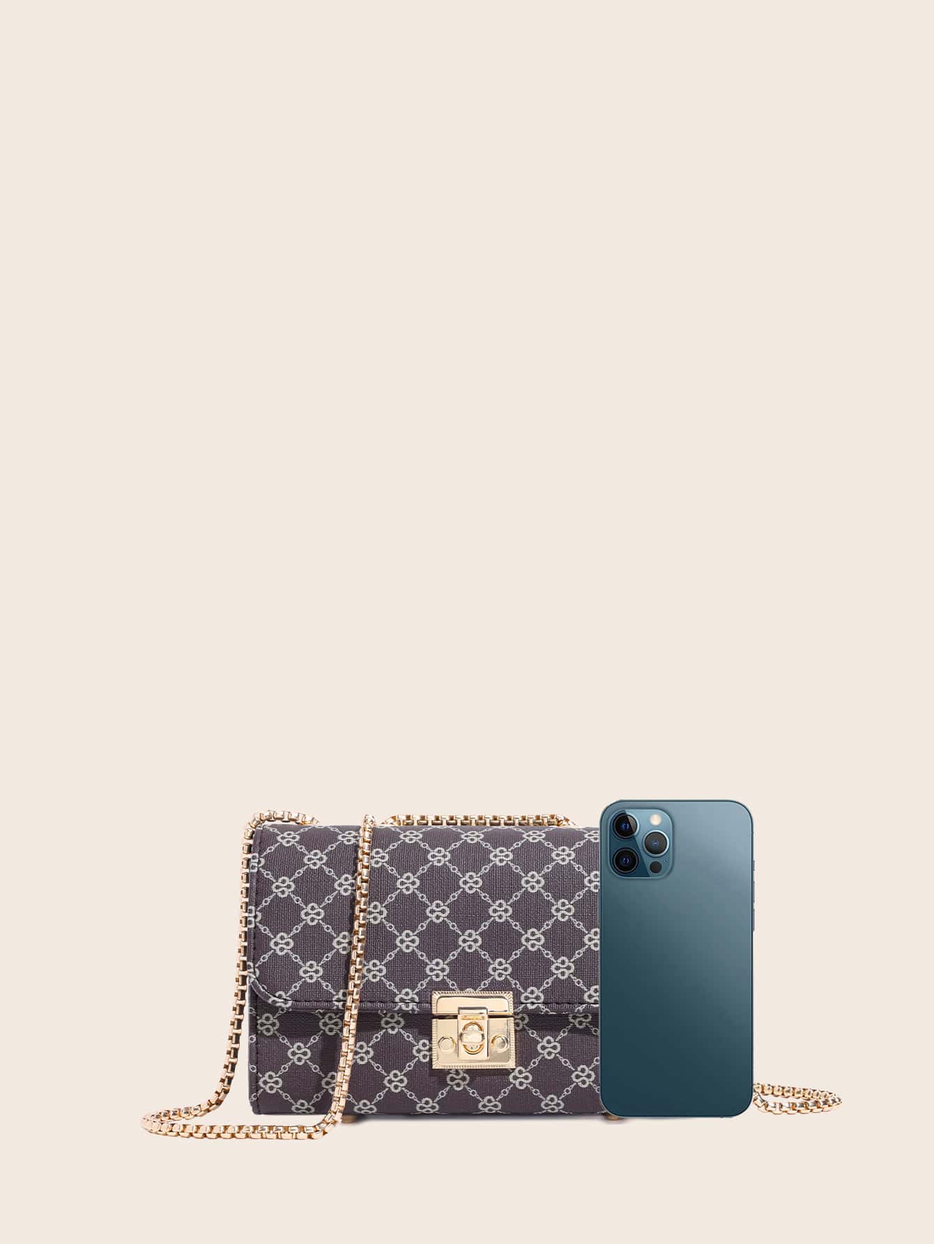Mini Geometric Graphic Flap Chain Shoulder Bag