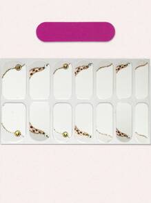 1sheet Leopard Print Nail Art Sticker & 1pc Nail File - Multicolor - View 2
