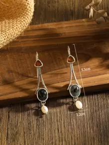 Brincos De Pérola Falsa Com Pingente