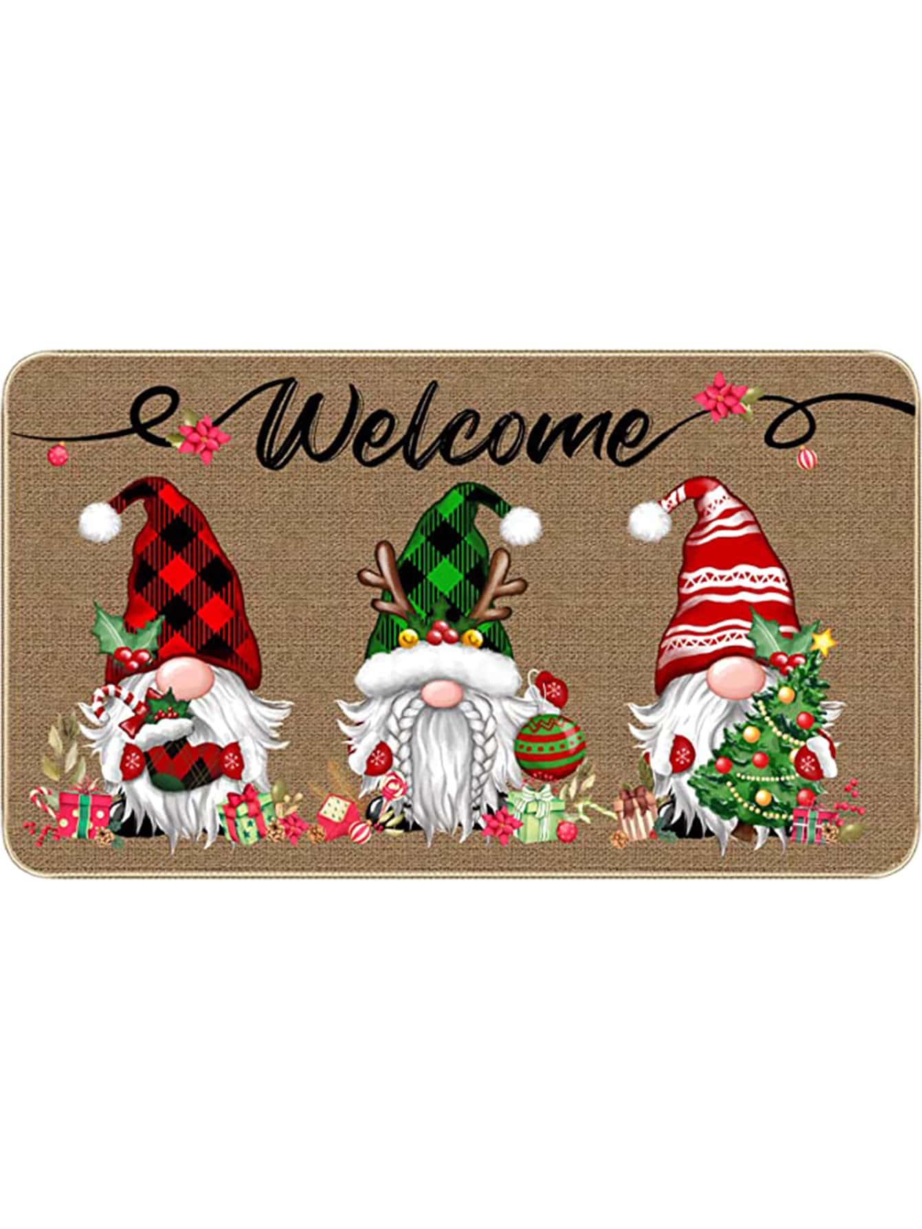 Christmas Gonk Pattern Outdoor Waterproof Door Mat - Multicolor - View 1