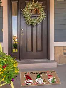 Christmas Gonk Pattern Outdoor Waterproof Door Mat - Multicolor - View 4
