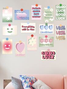 15pcs/set Letter Graphic Greeting Card, Colorful Cartoon Poster For Children - Multicolor - View 2