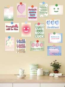 15pcs/set Letter Graphic Greeting Card, Colorful Cartoon Poster For Children - Multicolor - View 5