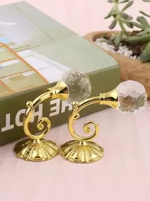 2 cái Rhinestone Trang trí Rèm Móc - Vàng - Xem 3