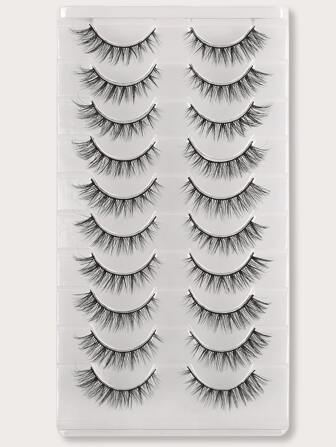 Himirell 10 pares de pestañas postizas 3D esponjosas y suaves con estilo de cruz, reutilizables, adecuadas para festivales, fiestas y uso diario, incluye adhesivo no irritante. Pestañas postizas, pestañas, pestañas postizas.