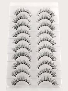 Himirell 10pairs 3d Fluffy Soft Cross Style False Eyelashes, Reusable, Suitable For Festivals, Parties, Daily Wear, Non-Irritating Adhesive Included Strip Lashes, Lashes, Eyelashes, Fake Lashes - Black - View 2