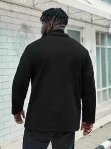 Manfinity Homme Hombres Abrigo con bolsillo con solapa - Negro - Ver 2