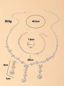 5pcs/Set Luxury Elegant Crystal Jewelry Set Including Bracelet, Earrings, Necklace, Fashion Party Bridal Accessories