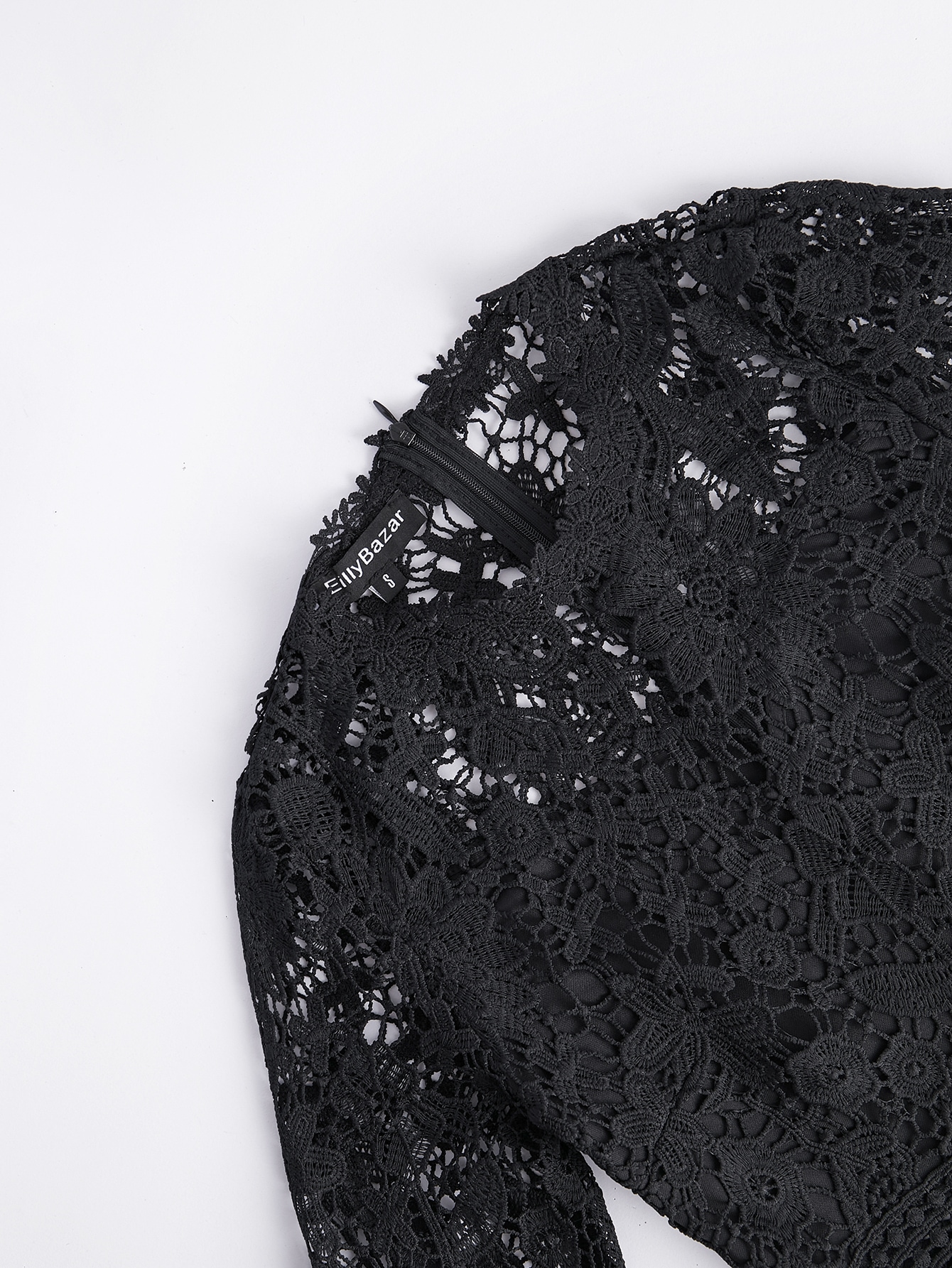 Eilly Bazar Floral Guipure Lace Stand Neck Dress SHEIN USA