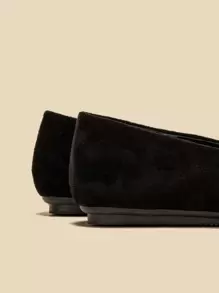 2025 Autumn Women's Black Leopard Decor Flats, Faux Suede Flat Loafers - Black - View 8