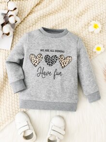 Baby Heart & Slogan Graphic Sweatshirt - Light Grey - View 1