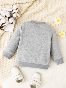Baby Heart & Slogan Graphic Sweatshirt - Light Grey - View 2