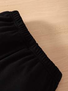 SHEIN Toddler Girls Figure Graphic Contrast Mesh Hoodie & Joggers - Multicolor - View 3