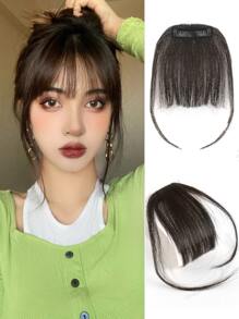 Extensions Medium Brown Clip On Fringe Bangs With Nice Net Natural Flat Neat Bangs With Temples For Women - Brown - View 2
