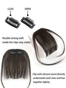 Extensions Medium Brown Clip On Fringe Bangs With Nice Net Natural Flat Neat Bangs With Temples For Women - Brown - View 5